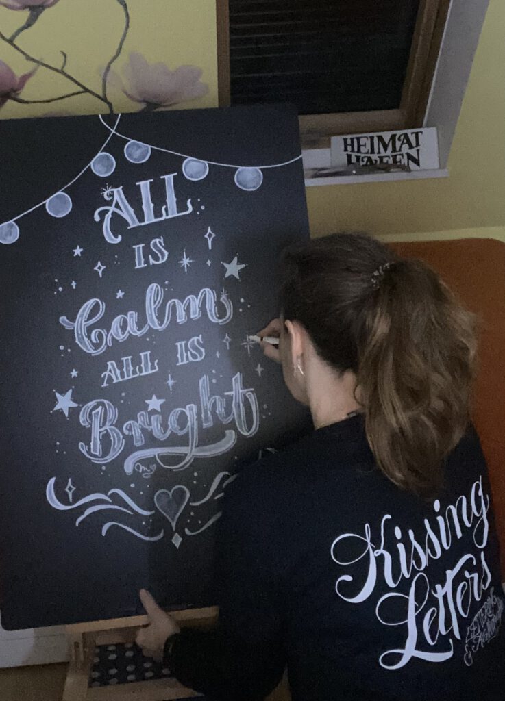 KissingLetters All is calm all is bright Tafel- und Schaufenstergestaltung